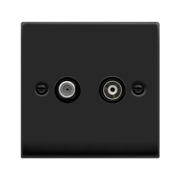 Click Deco Matt Black 1 Gang NON-ISOL SAT+C with Black Insert – VPMB170BK