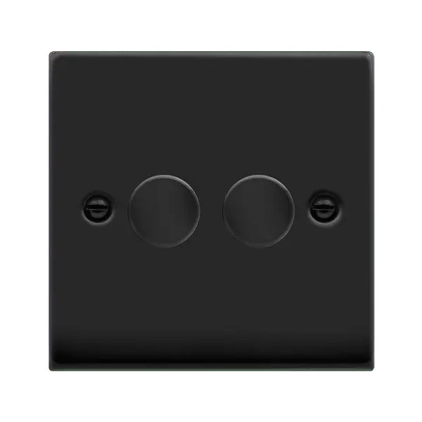 Click Deco Matt Black VP MB 2GANG 2WAY 100W LED DIMMER SWITCH – VPMB162