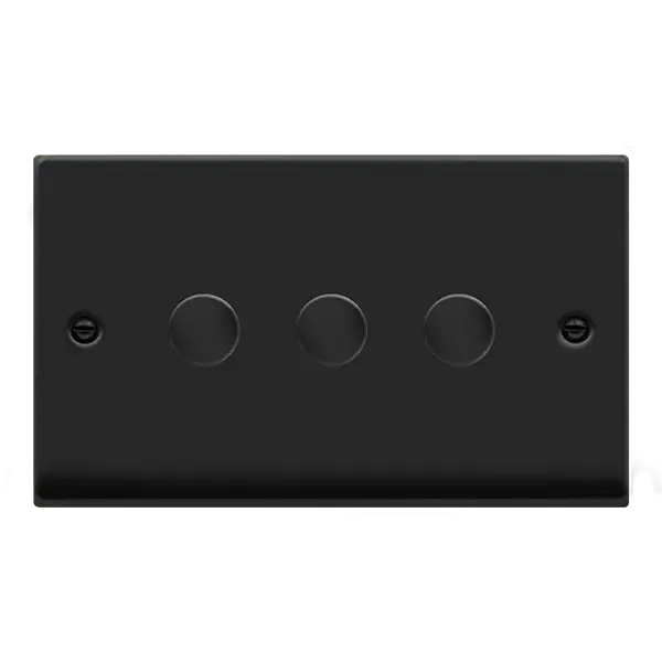 Click Deco Matt Black VP MB 3GANG 2WAY 100W LED DIMMER SWITCH – VPMB163