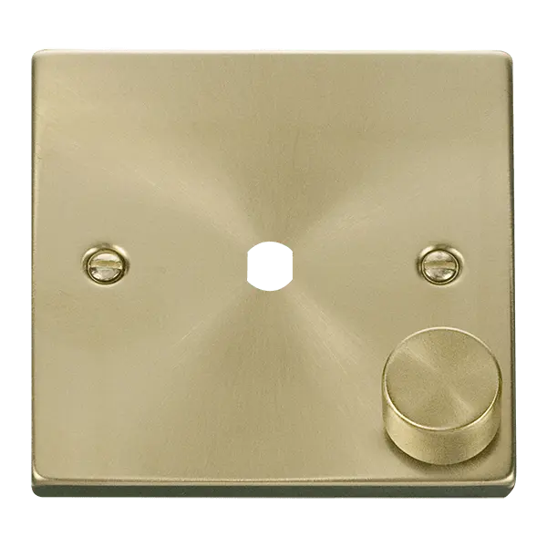Click Scolmore Click Deco Satin Brass 1 Gang Empty Dimmer Plate with Knob - VPSB140PL