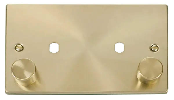 Click Scolmore Click Deco Satin Brass Twin Dimmer Plate 1630W Max - VPSB186