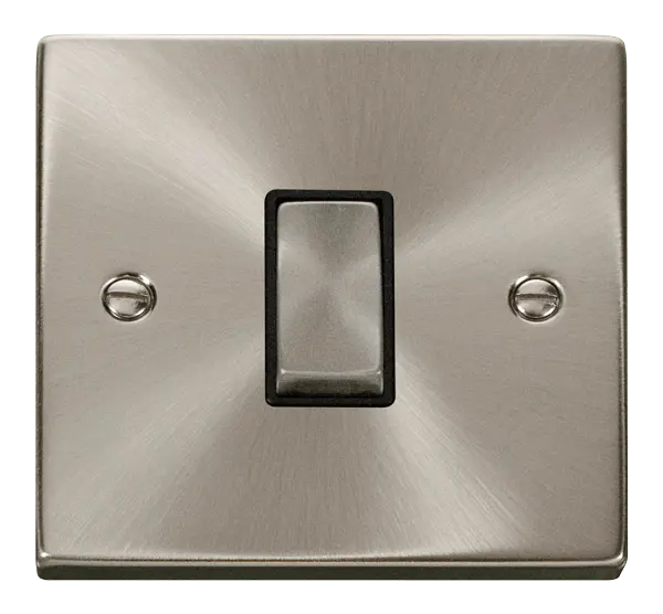 Click Scolmore Click Deco Satin Chrome 1 Gang Intermediate Light Switch with Black Insert - VPSC425BK