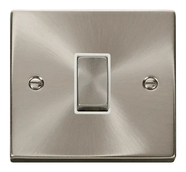 Click Scolmore Click Deco Satin Chrome 1 Gang Intermediate Light Switch with White Insert - VPSC425WH