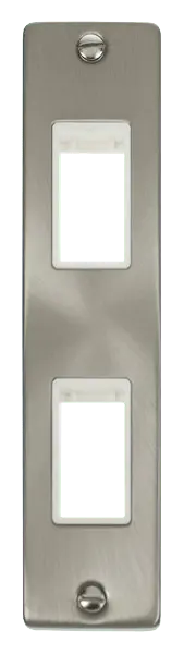 Click Deco Satin Chrome Double Architrave Plate & Aperture with White Insert – VPSC472WH