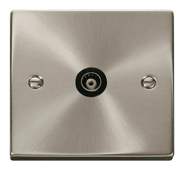 Click Scolmore Click Deco Satin Chrome Single Isolated Coaxial Socket with Black Insert – VPSC158BK