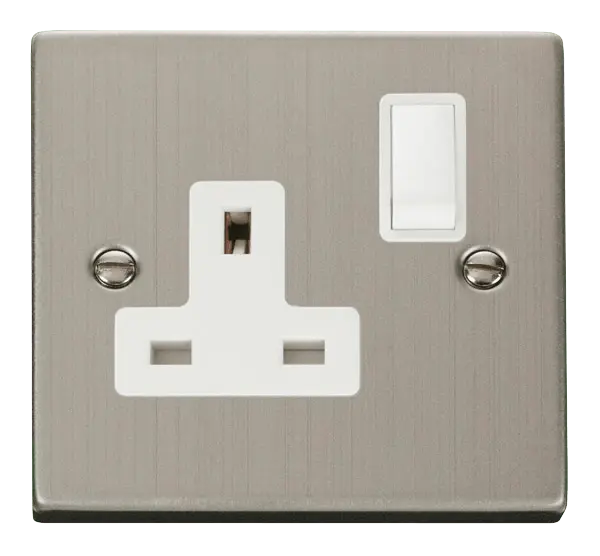 Click Deco Stainless Steel 1 Gang 13A DP Switched Socket Outlet