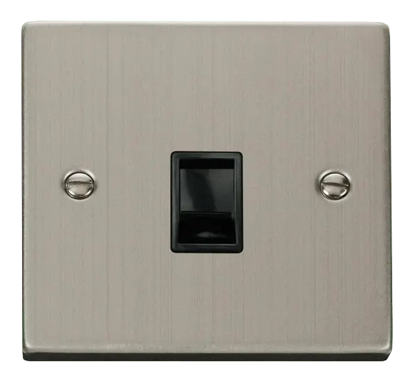 Click Deco Stainless Steel Single RJ11 Socket  (Ireland/USA) with Black Insert – VPSS115BK