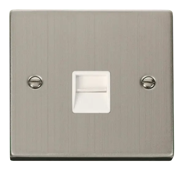 Click Deco Stainless Steel Single Telephone Socket Outlet Secondary with White Insert – VPSS125WH