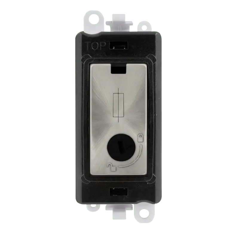 Click GridPro 13A Fused Lockable Module - Black - Satin Chrome – GM2047-LBKSC