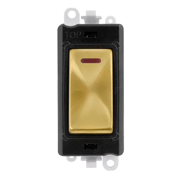 Click GridPro 20AX Double Pole Switch With LED Module - Black - Satin Brass – GM2218BKSB