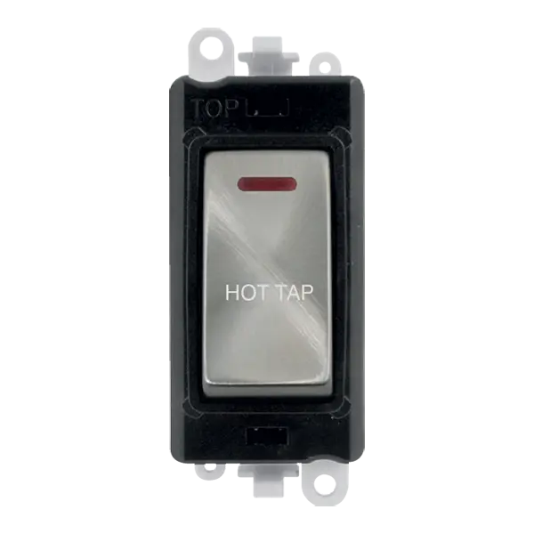 Click GridPro 20AX Double Pole Switch With LED Module - Black - Satin Chrome - Hot Tap – GM2218BKSC-HT