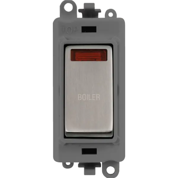 Click GridPro 20AX Double Pole Switch With Neon Module - Grey - Stainless Steel - Boiler – GM2018NGYSS-BL