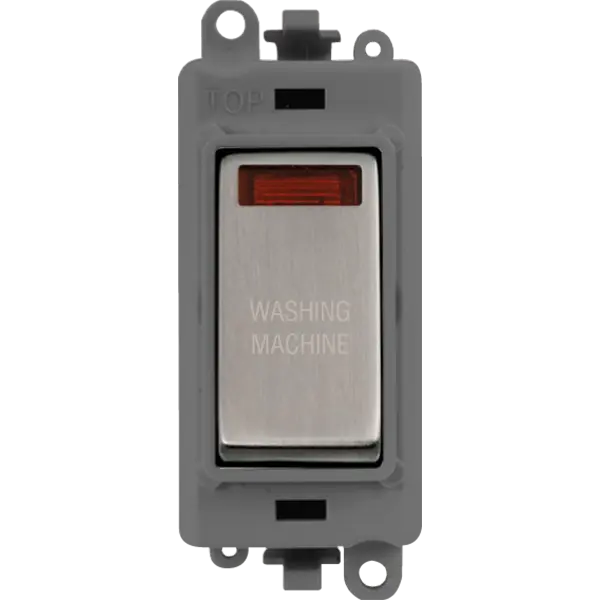 Click GridPro 20AX Double Pole Switch With Neon Module - Grey - Stainless Steel - Washing Machine – GM2018NGYSS-WM