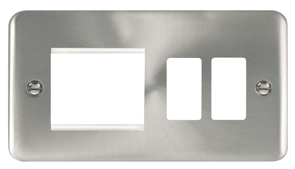 Click GridPro Hotel Accessory Plate - 2 Gang Gridpro Frontplate With Twin New Media Aperture – DPSC31102