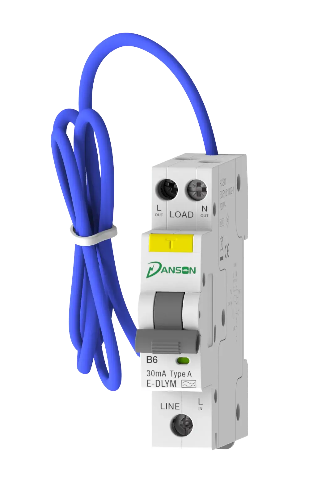 Danson Mini RCBO 6kA 6A 30mA Type A | Single Module B-Curve 230V Danson