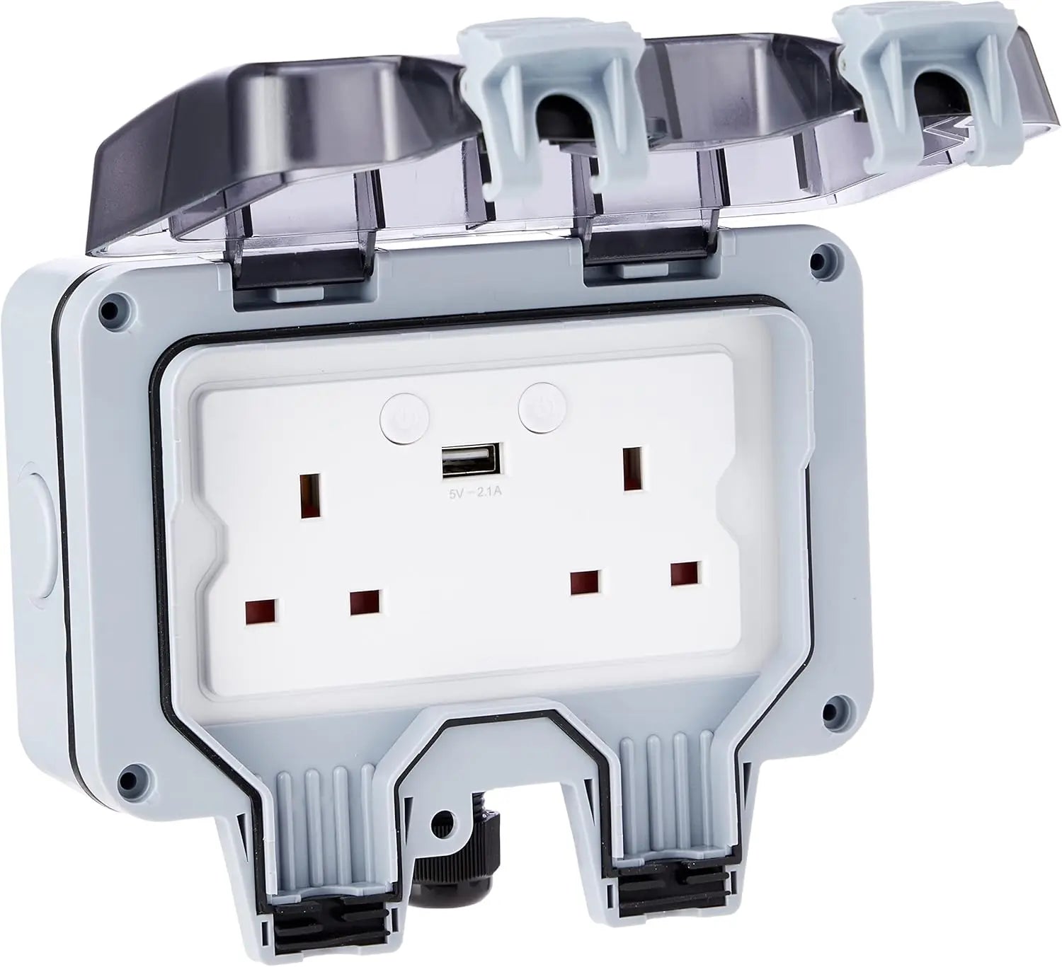 EnerJ Smart WiFi Outdoor Socket – IP55 Rated 2 Gang 13A with USB Port (SHA5275)