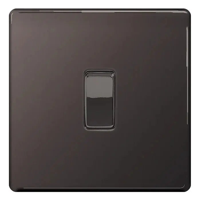 BG Nexus Screwless Flat Plate Black Nickel Switches and Sockets Black Inserts Full Range BG Nexus