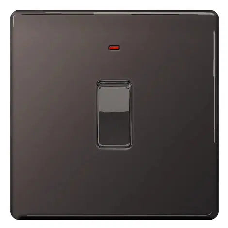 BG Nexus Screwless Flat Plate Black Nickel Switches and Sockets Black Inserts Full Range BG Nexus
