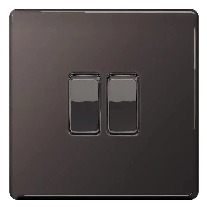BG Nexus Screwless Flat Plate Black Nickel Switches and Sockets Black Inserts Full Range BG Nexus