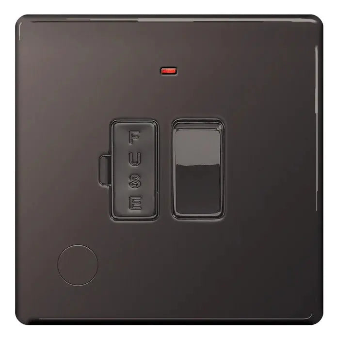 BG Nexus Screwless Flat Plate Black Nickel Switches and Sockets Black Inserts Full Range BG Nexus