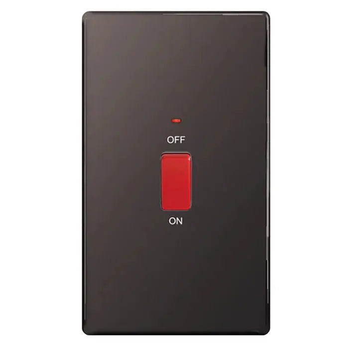 BG Nexus Screwless Flat Plate Black Nickel Switches and Sockets Black Inserts Full Range BG Nexus