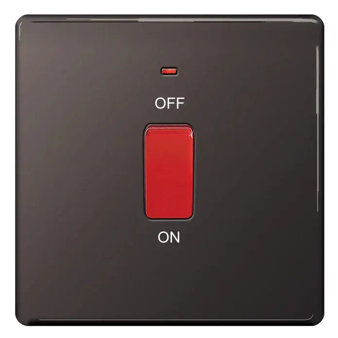 BG Nexus Screwless Flat Plate Black Nickel Switches and Sockets Black Inserts Full Range BG Nexus