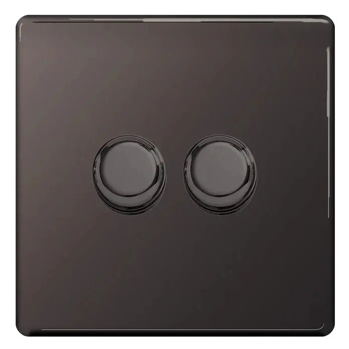 BG Nexus Screwless Flat Plate Black Nickel Switches and Sockets Black Inserts Full Range BG Nexus