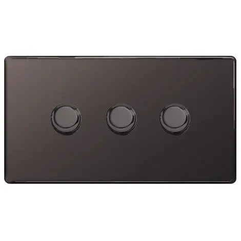 BG Nexus Screwless Flat Plate Black Nickel Switches and Sockets Black Inserts Full Range BG Nexus