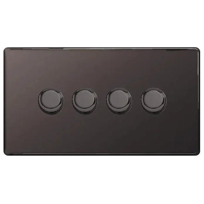 BG Nexus Screwless Flat Plate Black Nickel Switches and Sockets Black Inserts Full Range BG Nexus