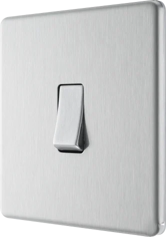 BG Nexus Screwless Flat Plate Brushed Steel Single Light Switch FBS12 10Amp