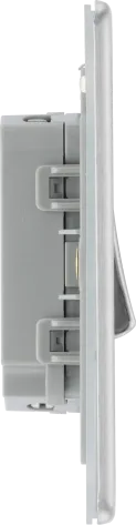 BG Nexus Screwless Flat Plate Brushed Steel Double Light Switch FBS42 10Amp