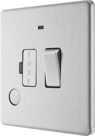 BG Nexus Screwless Flat Plate Brushed Steel Switched Fused Spur with Neon and Cable Entry FBS53 13Amp