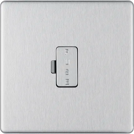 BG Nexus Screwless Flat Plate Brushed Steel Unswitched Fused Spur FBS54 13Amp