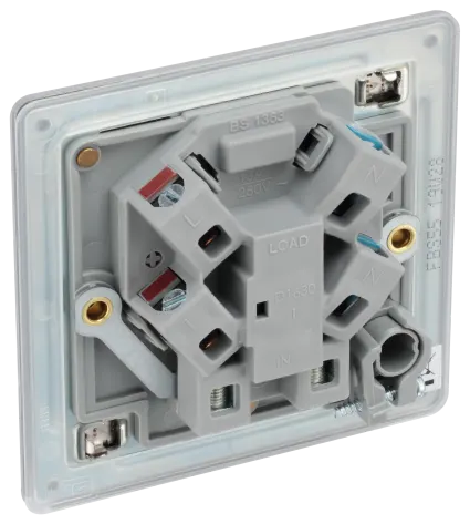 BG Electrical Unswitched Fused Spur Connection Unit with Flex Outlet, Double Pole, Screwless Front Plate, Brushed Steel, 13A, FBS55