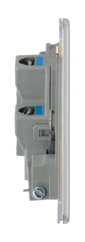 BG Electrical Unswitched Fused Spur Connection Unit with Flex Outlet, Double Pole, Screwless Front Plate, Brushed Steel, 13A, FBS55