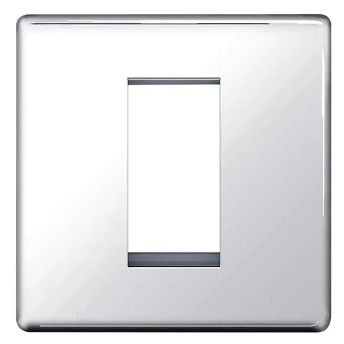 BG Nexus Screwless Flat Plate Polished Chrome Switches and Sockets Grey Inserts Full Range BG Nexus