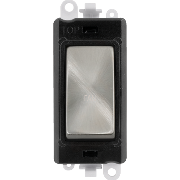 Click GridPro 20AX Double Pole Switch Module - Black - Satin Chrome - Fan – GM2018BKSC-FN