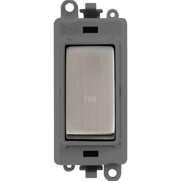 Click GridPro 20AX Double Pole Switch Module - Grey - Stainless Steel - Fan – GM2018GYSS-FN