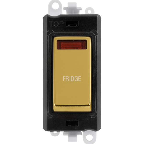 Click GridPro 20AX Double Pole Switch With Neon Module - Black - Polished Brass - Fridge – GM2018NBKBR-FD