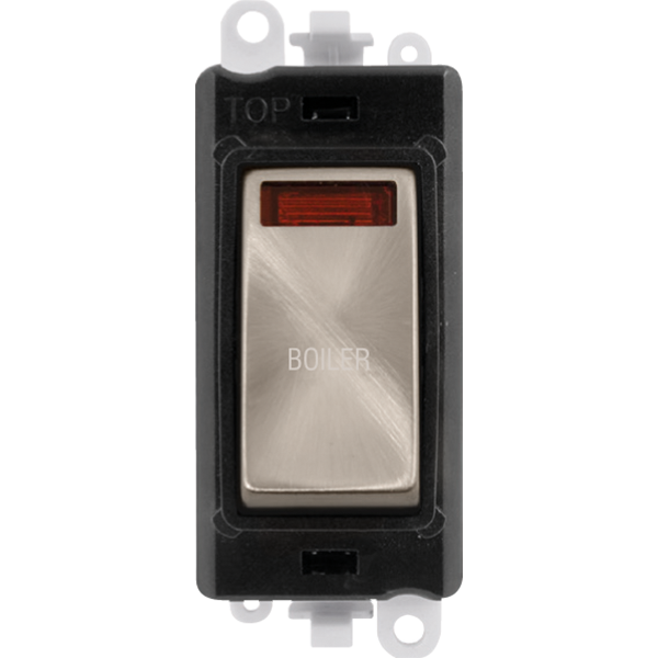 Click GridPro 20AX Double Pole Switch With Neon Module - Black - Brushed Stainless - Boiler – GM2018NBKBS-BL