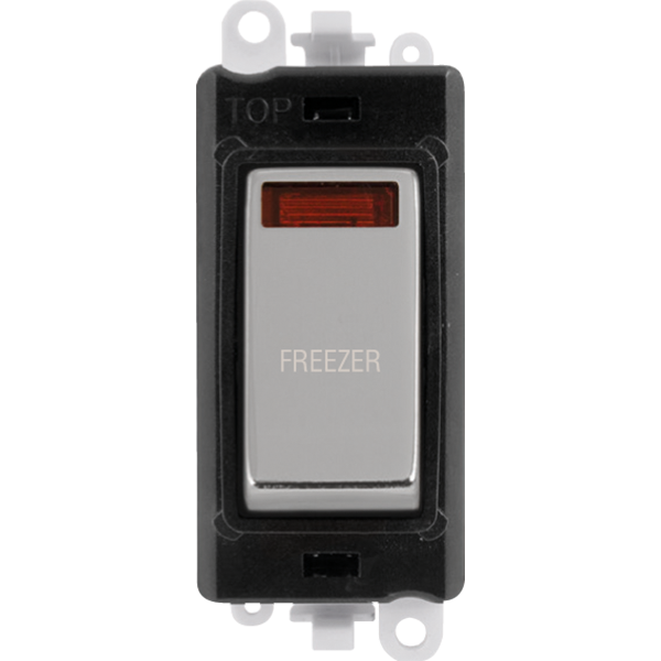 Click GridPro 20AX Double Pole Switch With Neon Module - Black - Polished Chrome - Freezer – GM2018NBKCH-FZ