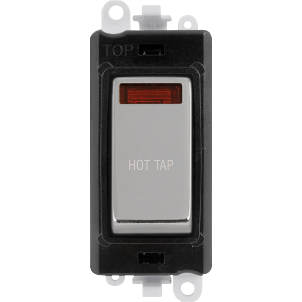 Click GridPro 20AX Double Pole Switch With Neon Module - Black - Polished Chrome - Hot Tap – GM2018NBKCH-HT