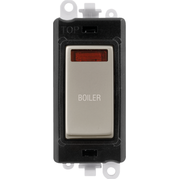 Click GridPro 20AX Double Pole Switch With Neon Module - Black - Pearl Nickel - Boiler – GM2018NBKPN-BL