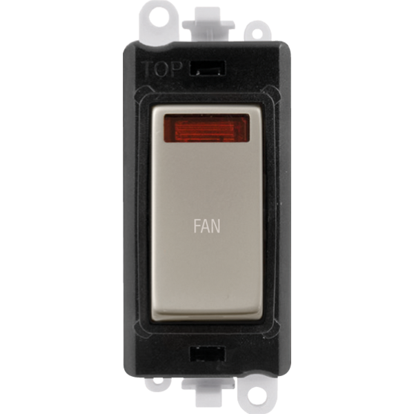 Click GridPro 20AX Double Pole Switch With Neon Module - Black - Pearl Nickel - Fan – GM2018NBKPN-FN