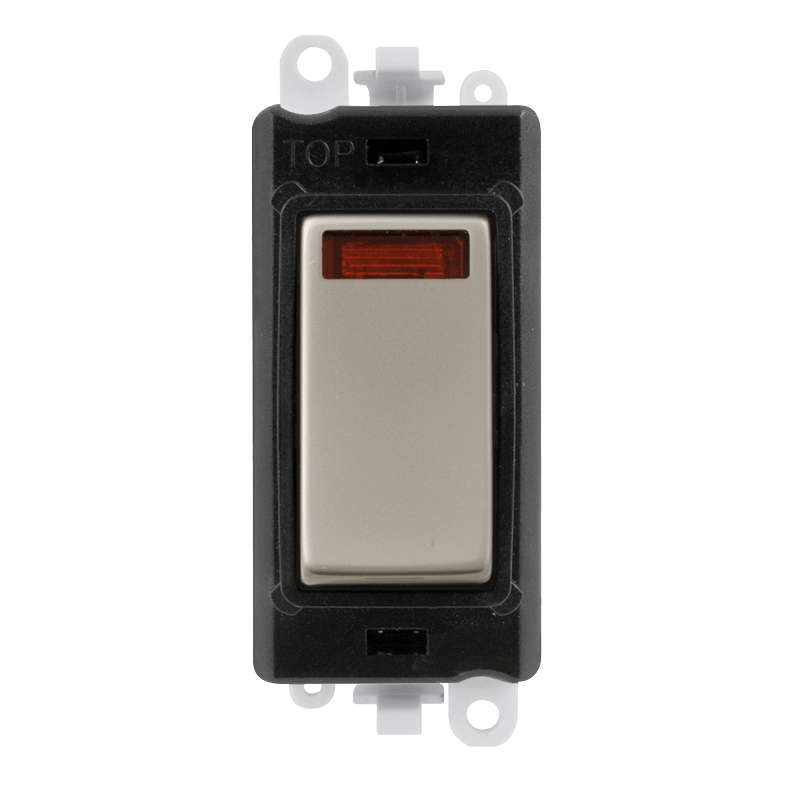 Click GridPro 20AX Double Pole Switch With Neon Module - Black - Pearl Nickel – GM2018NBKPN