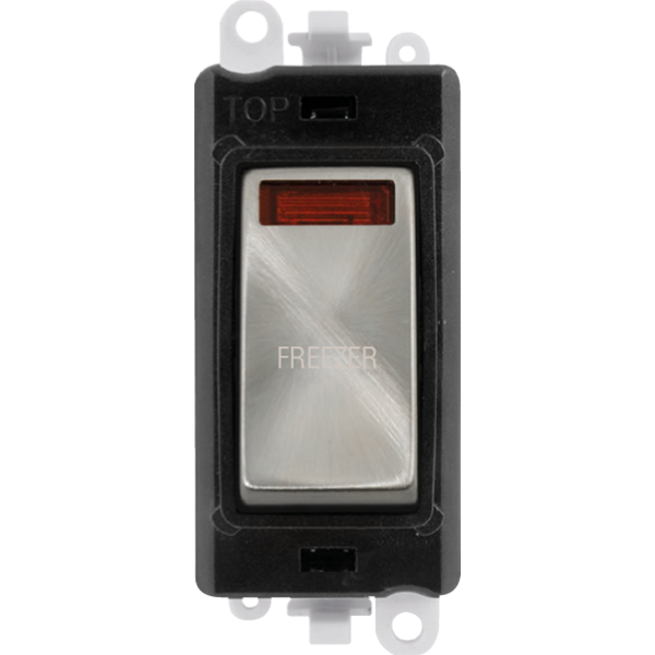 Click GridPro 20AX Double Pole Switch With Neon Module - Black - Satin Chrome - Freezer – GM2018NBKSC-FZ