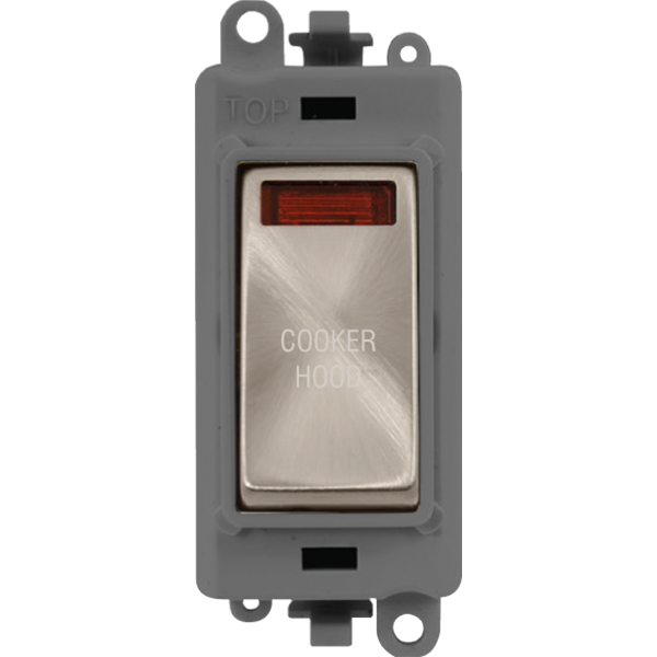 Click GridPro 20AX Double Pole Switch With Neon Module - Grey - Brushed Stainless - Cooker Hood – GM2018NGYBS-CH