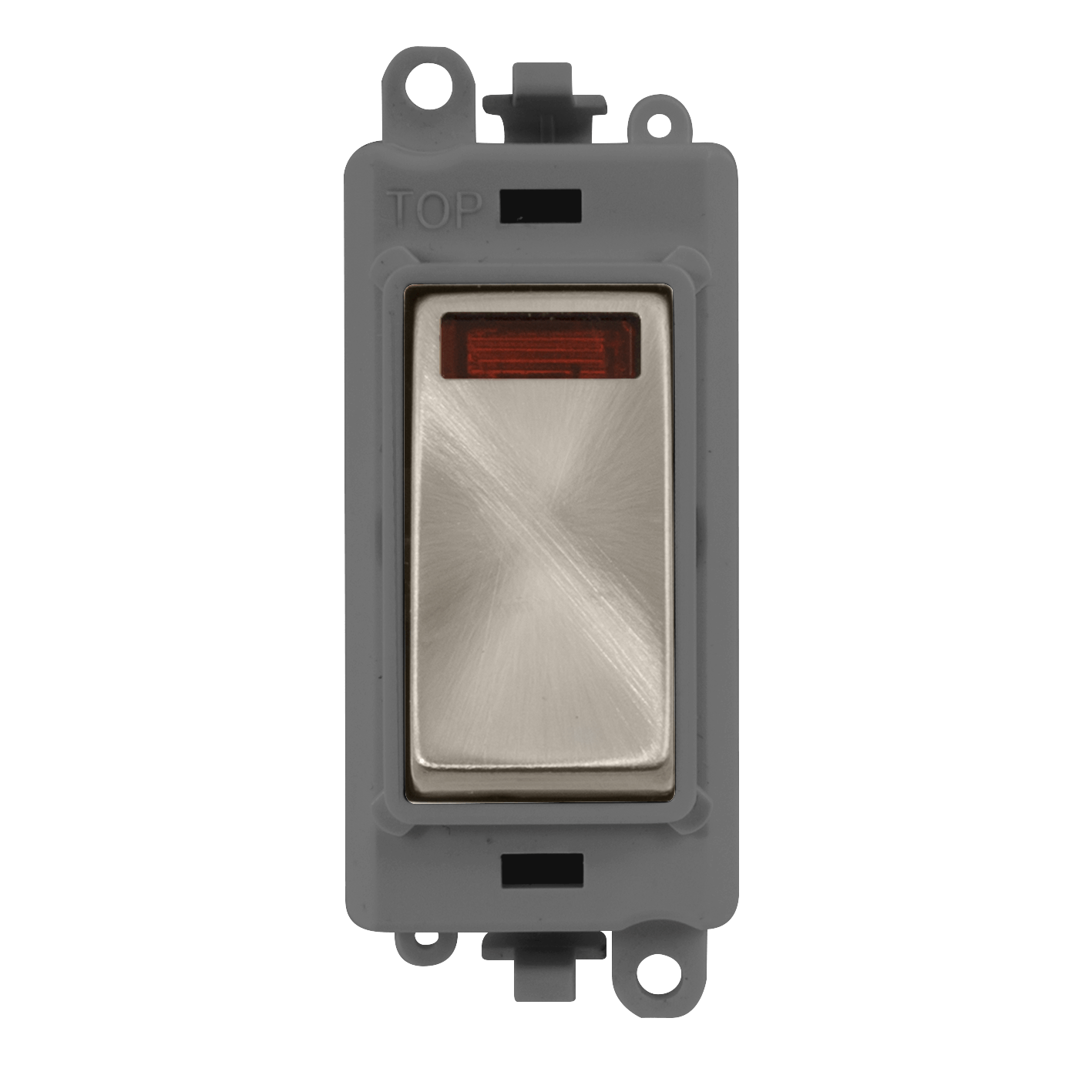 Click GridPro 20AX Double Pole Switch With Neon Module - Grey - Brushed Stainless – GM2018NGYBS
