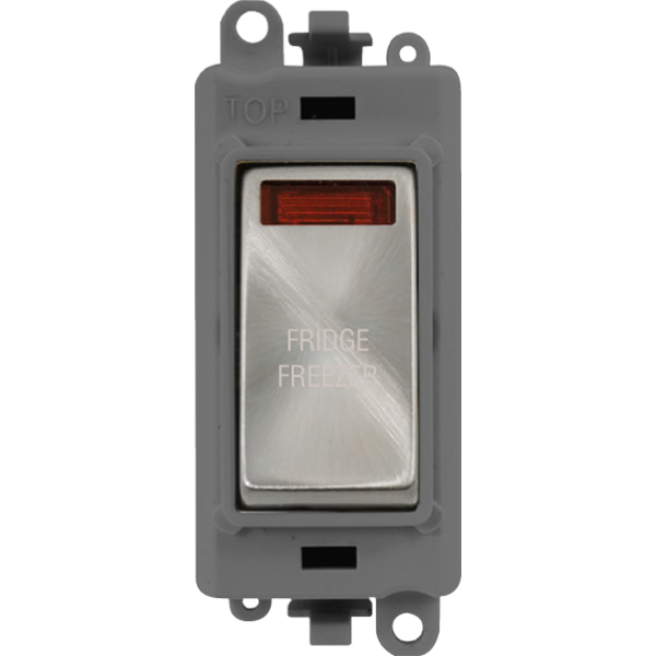 Click GridPro 20AX Double Pole Switch With Neon Module - Grey - Satin Chrome - Fridge Freezer – GM2018NGYSC-FF