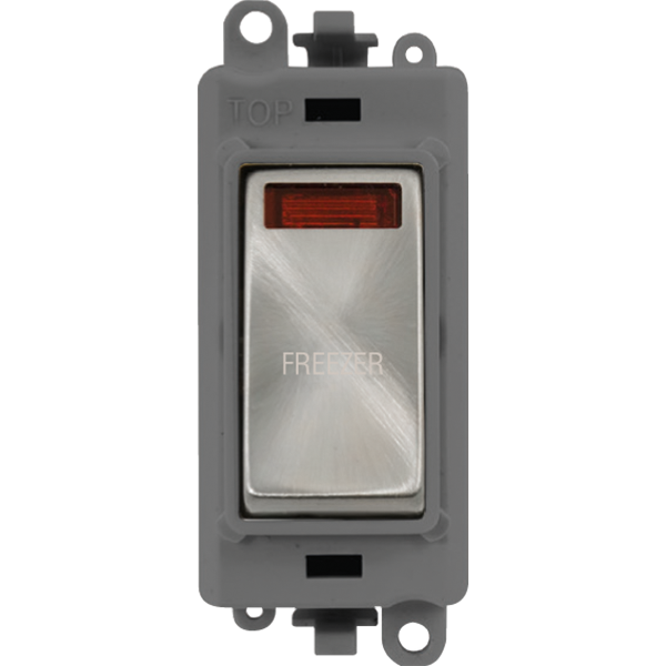 Click GridPro 20AX Double Pole Switch With Neon Module - Grey - Satin Chrome - Freezer – GM2018NGYSC-FZ